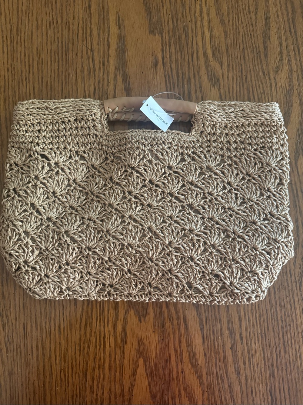 Banana Republic Woven Bag with Leather Handle - Natural
